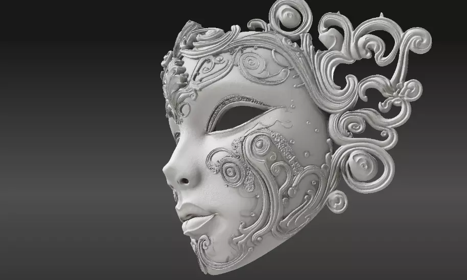 Venetian Full Face Mask Ornamental 3D Printable Three Pack 3D model_23