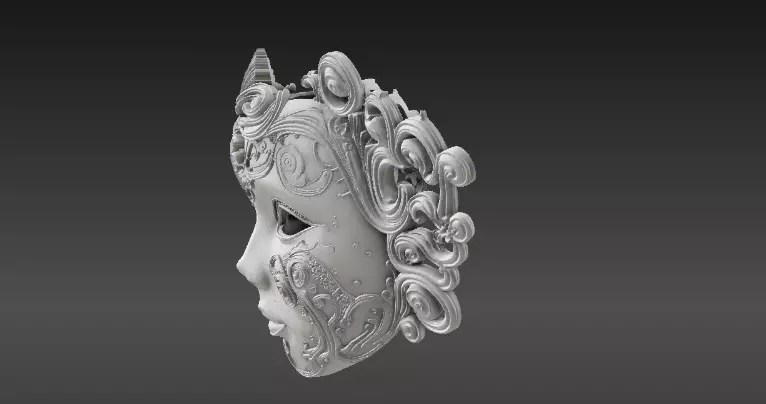 Venetian Full Face Mask Ornamental 3D Printable Three Pack 3D model_14
