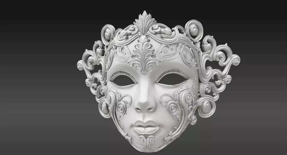 Venetian Full Face Mask Ornamental 3D Printable Three Pack 3D model_17