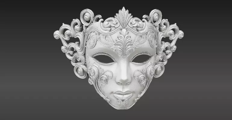 Venetian Full Face Mask Ornamental 3D Printable Three Pack 3D model_15