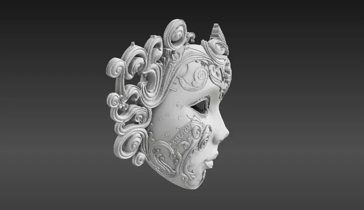 Venetian Full Face Mask Ornamental 3D Printable Three Pack 3D model_12