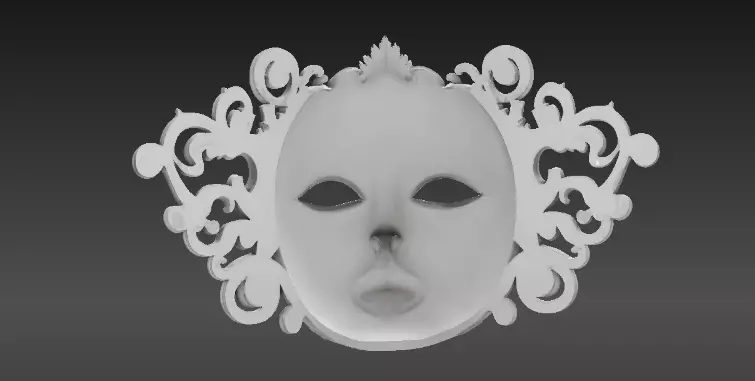 Venetian Full Face Mask Ornamental 3D Printable Three Pack 3D model_24