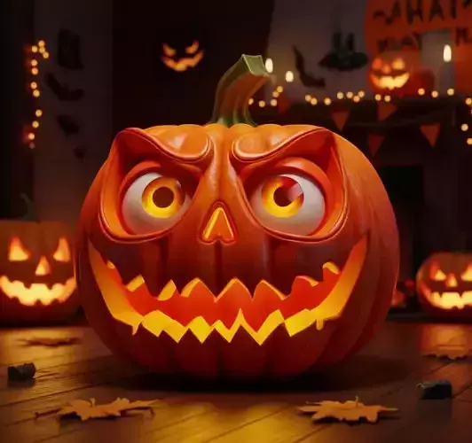 Glowing Jack-OLantern 3D Halloween Pumpkin Face Spooky