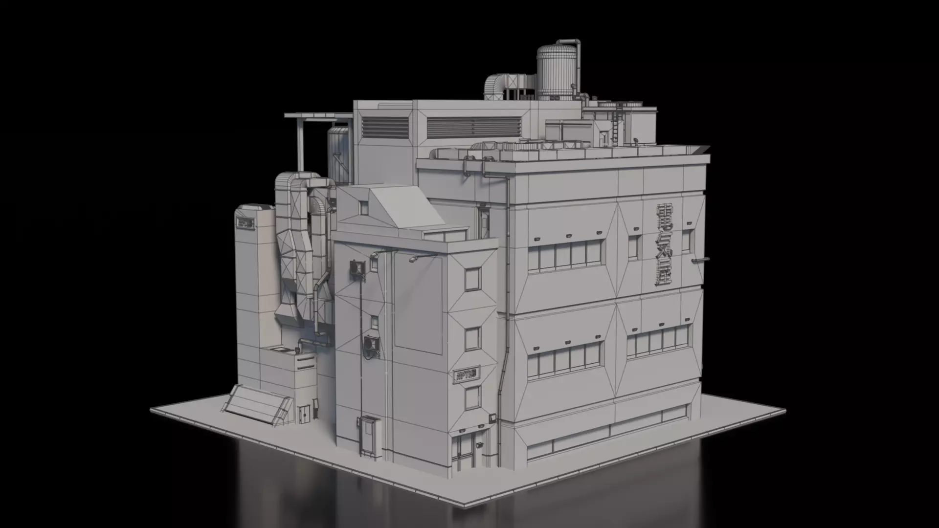 Cyberpunk building 19 3D model_2