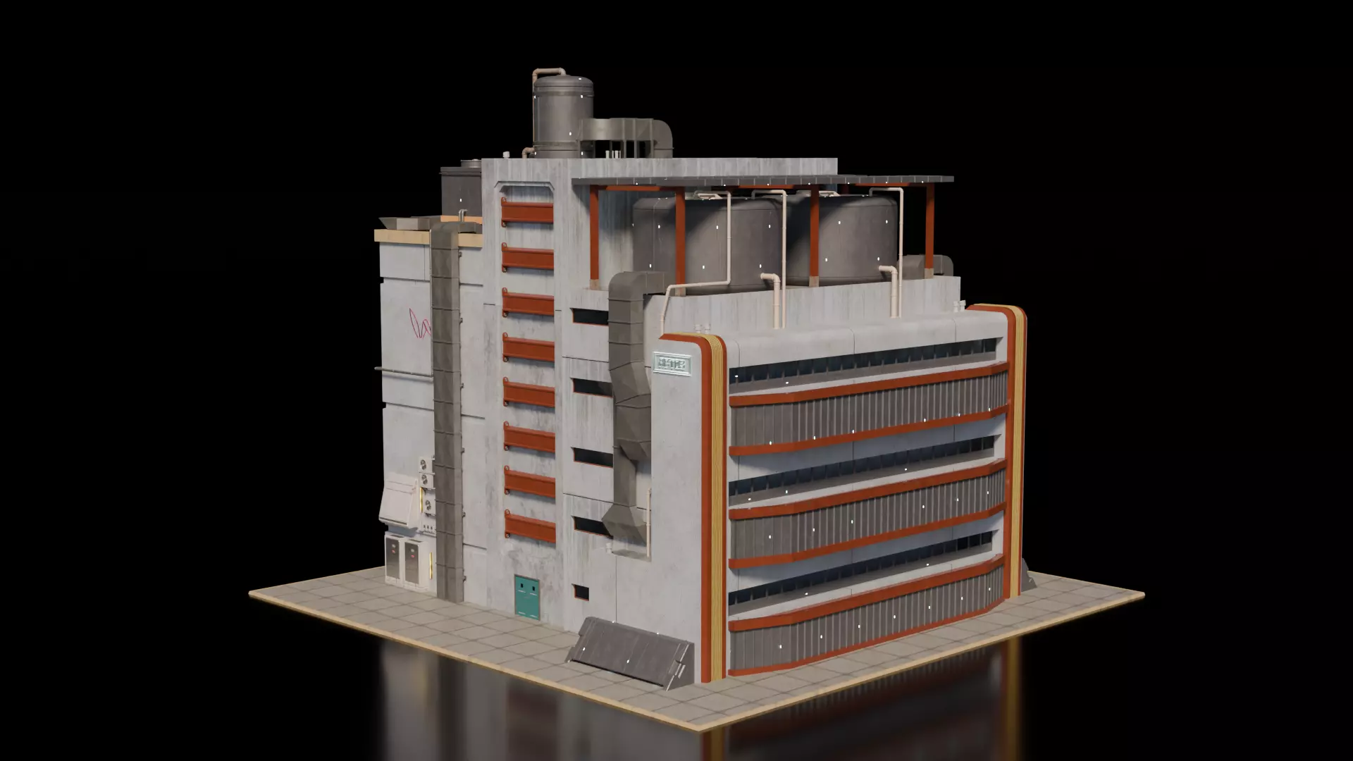 Cyberpunk building 19 3D model_1