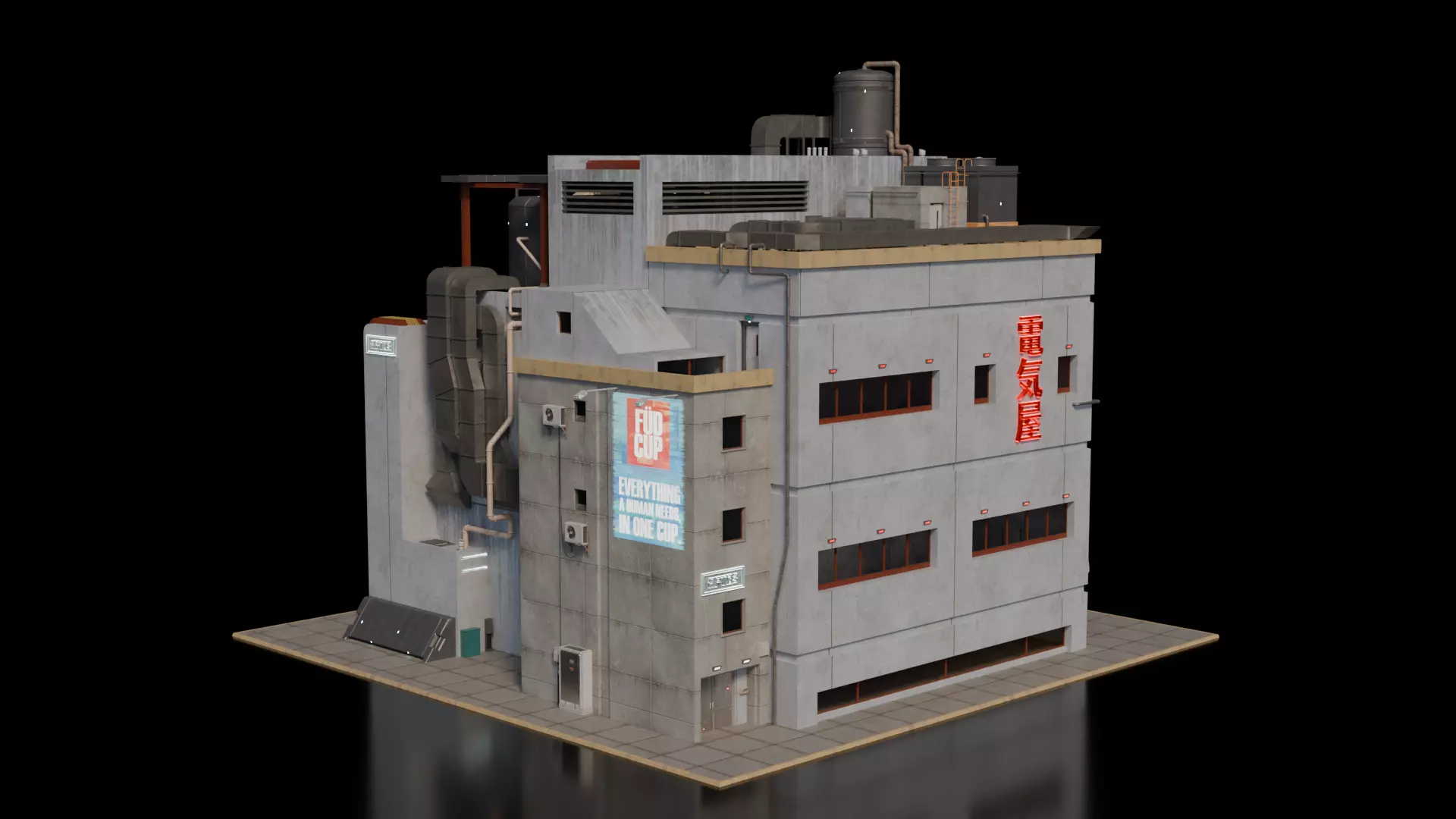 Cyberpunk building 19 3D model_0