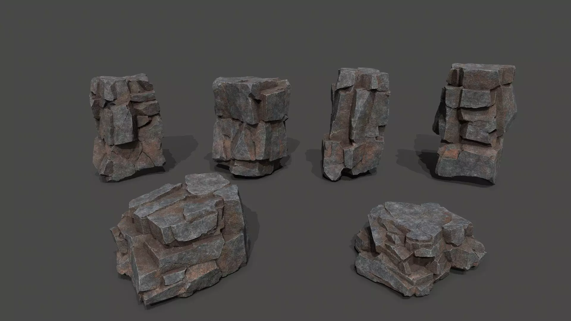 cliff rocks Low-poly 3D model_2