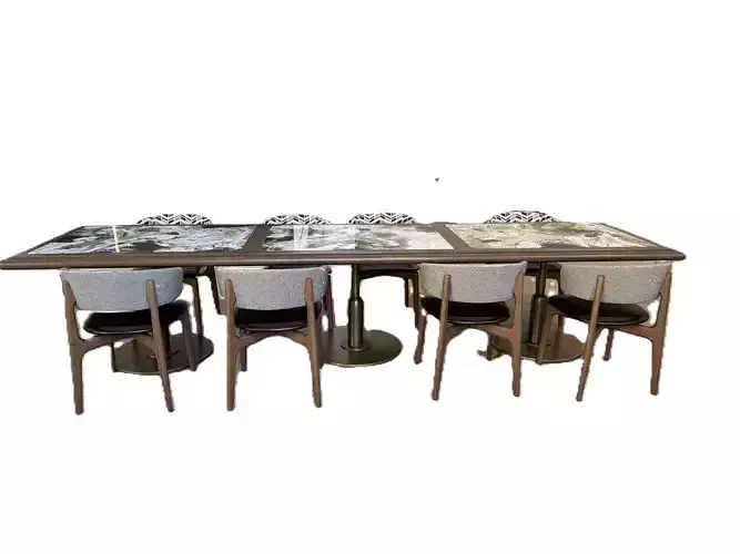 Modern Dining Table  Chairs Set  High Quality 3D Model