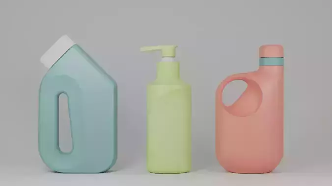 Modern 3D Plastic Bottle Models