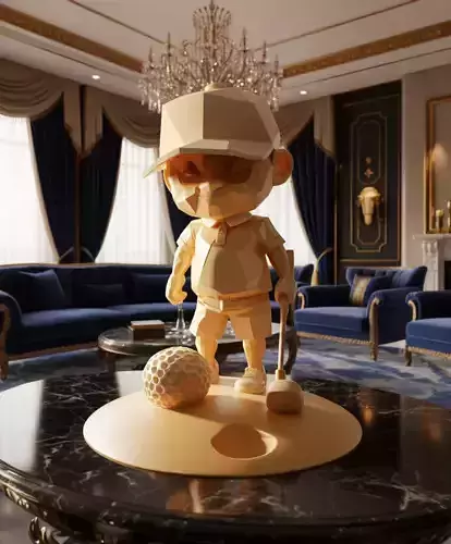 Low-Poly Golfing Character 3D Geometric Figure Club Ball Low-poly 3D model Low-Poly Golfing Character 3D Geometric Figure Club Ball Low-poly 3D model
