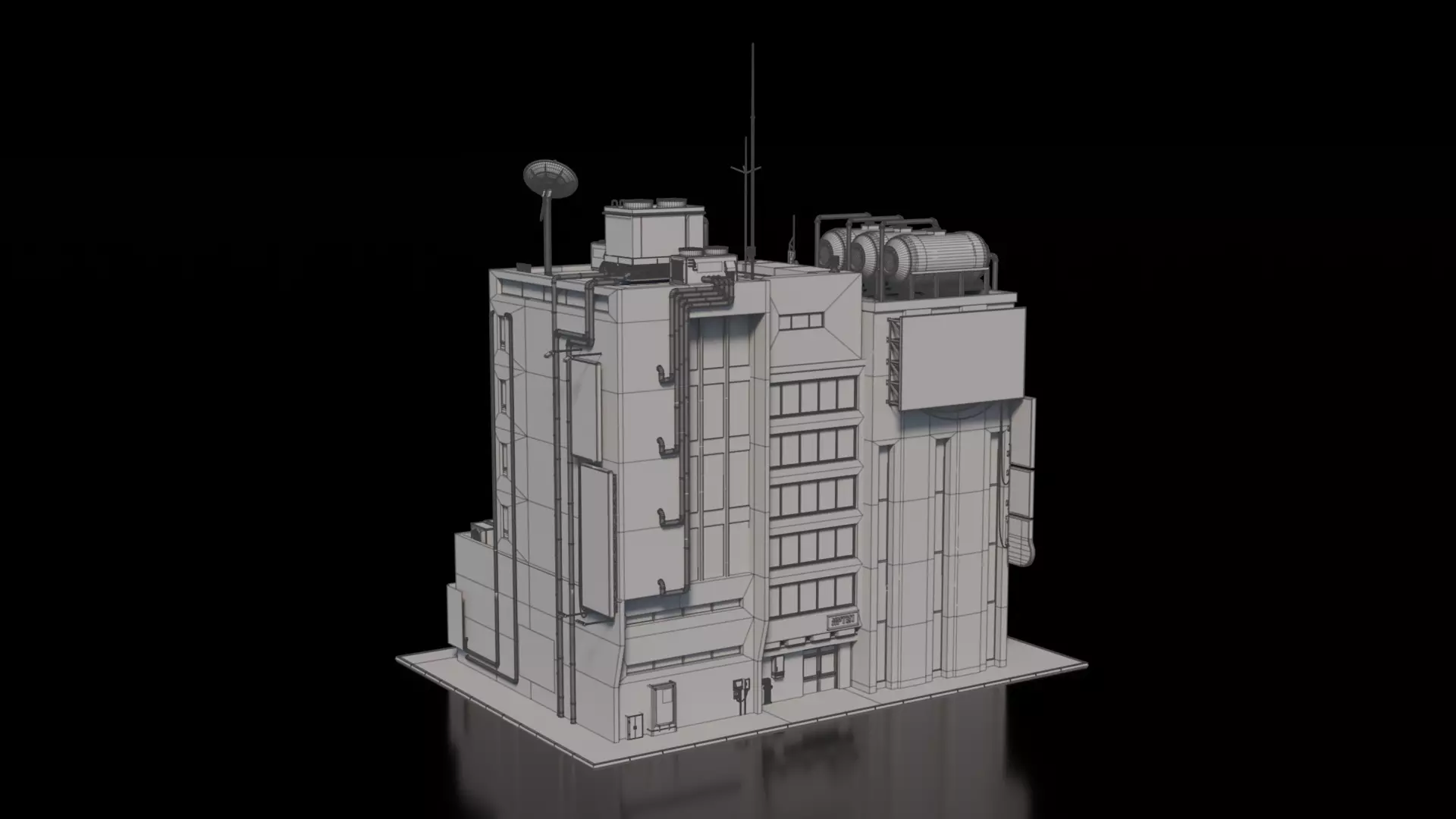 Cyberpunk building 20 3D model_3