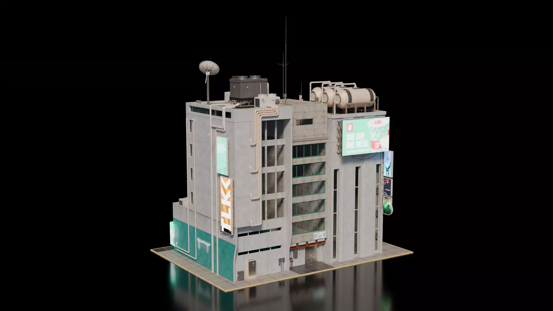 Cyberpunk building 20 3D model_1