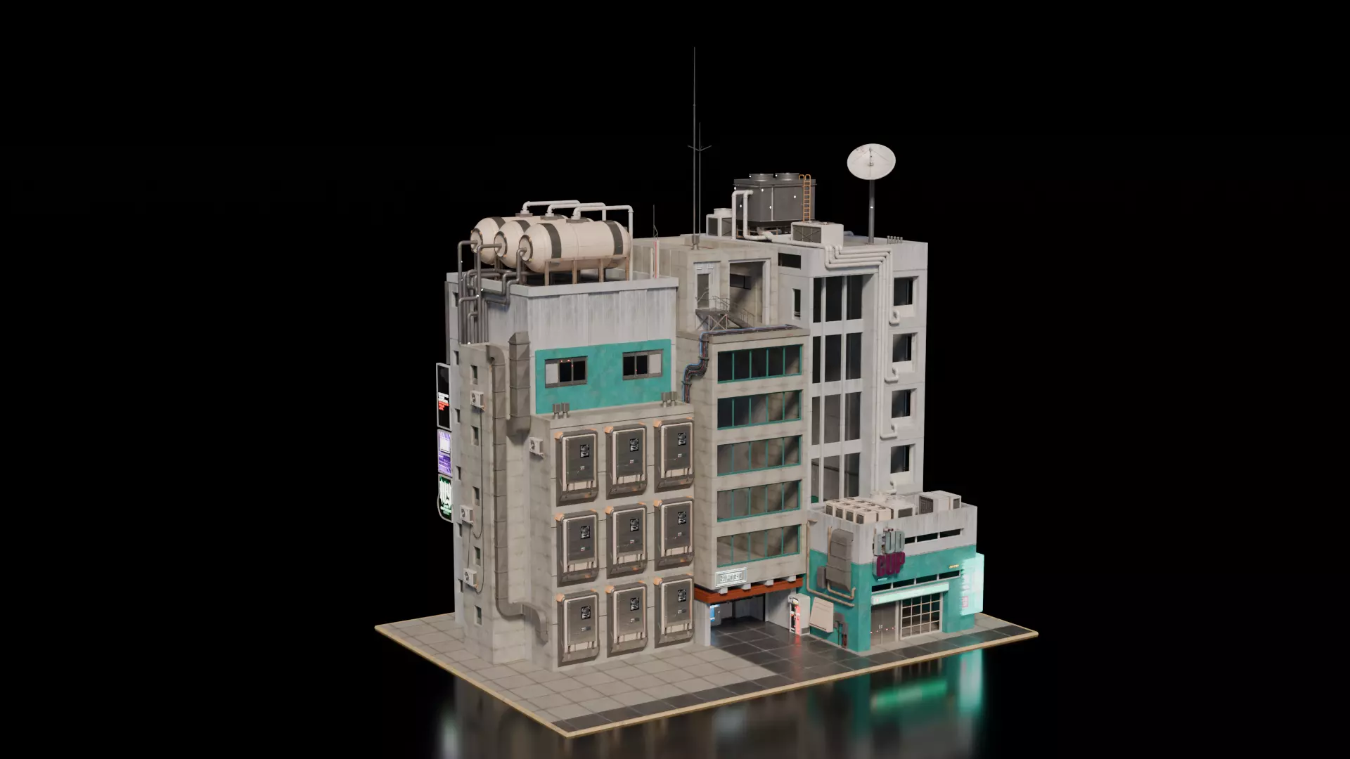 Cyberpunk building 20 3D model_0