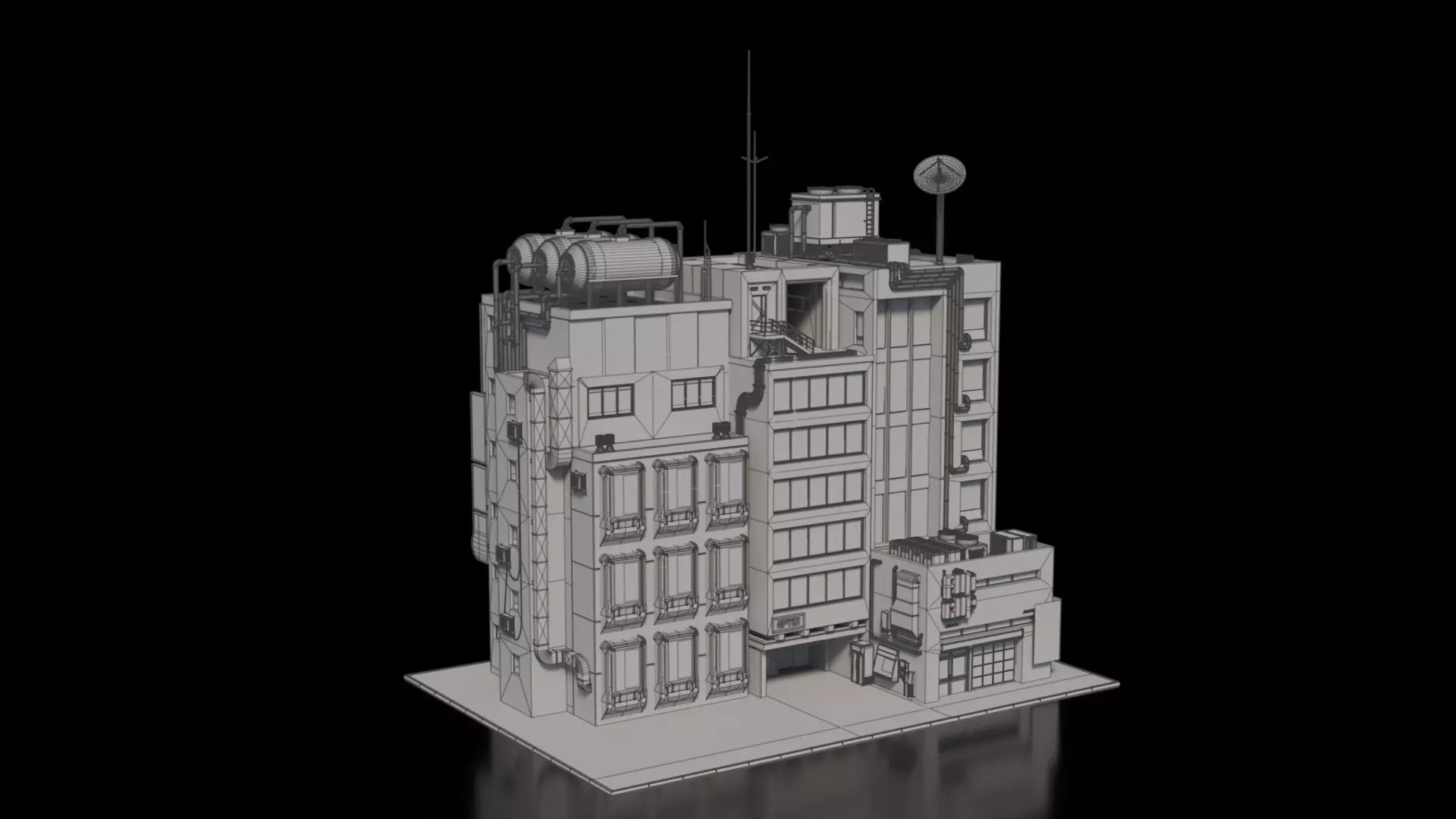 Cyberpunk building 20 3D model_2