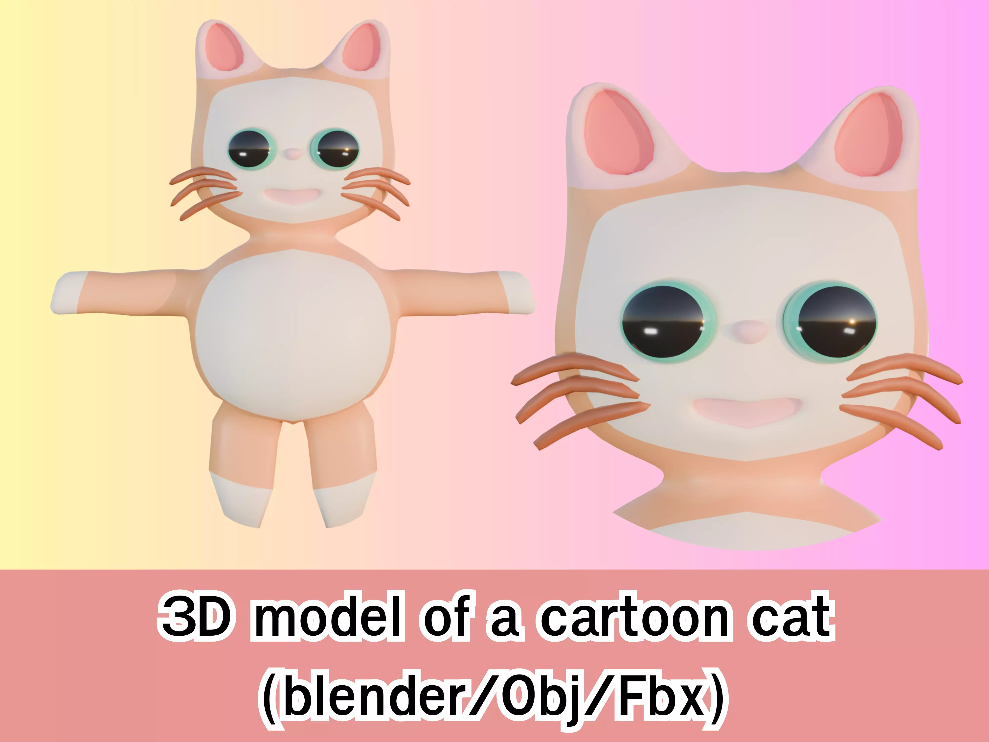 3D model of a cartoon cat Free 3D model