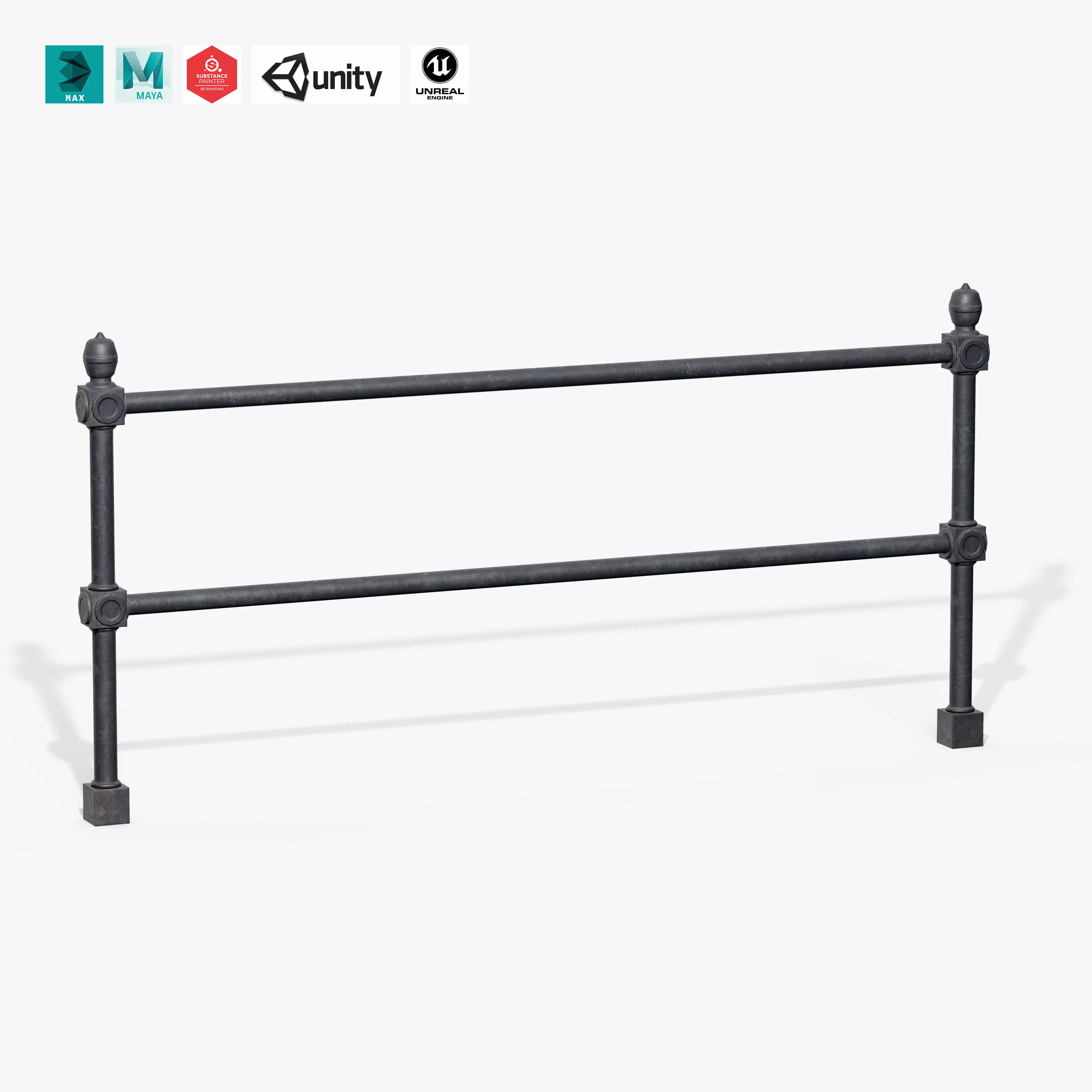 Guardrail C Low-poly 3D model_0