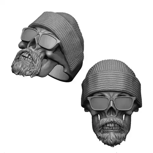 Anillo de barba con calavera