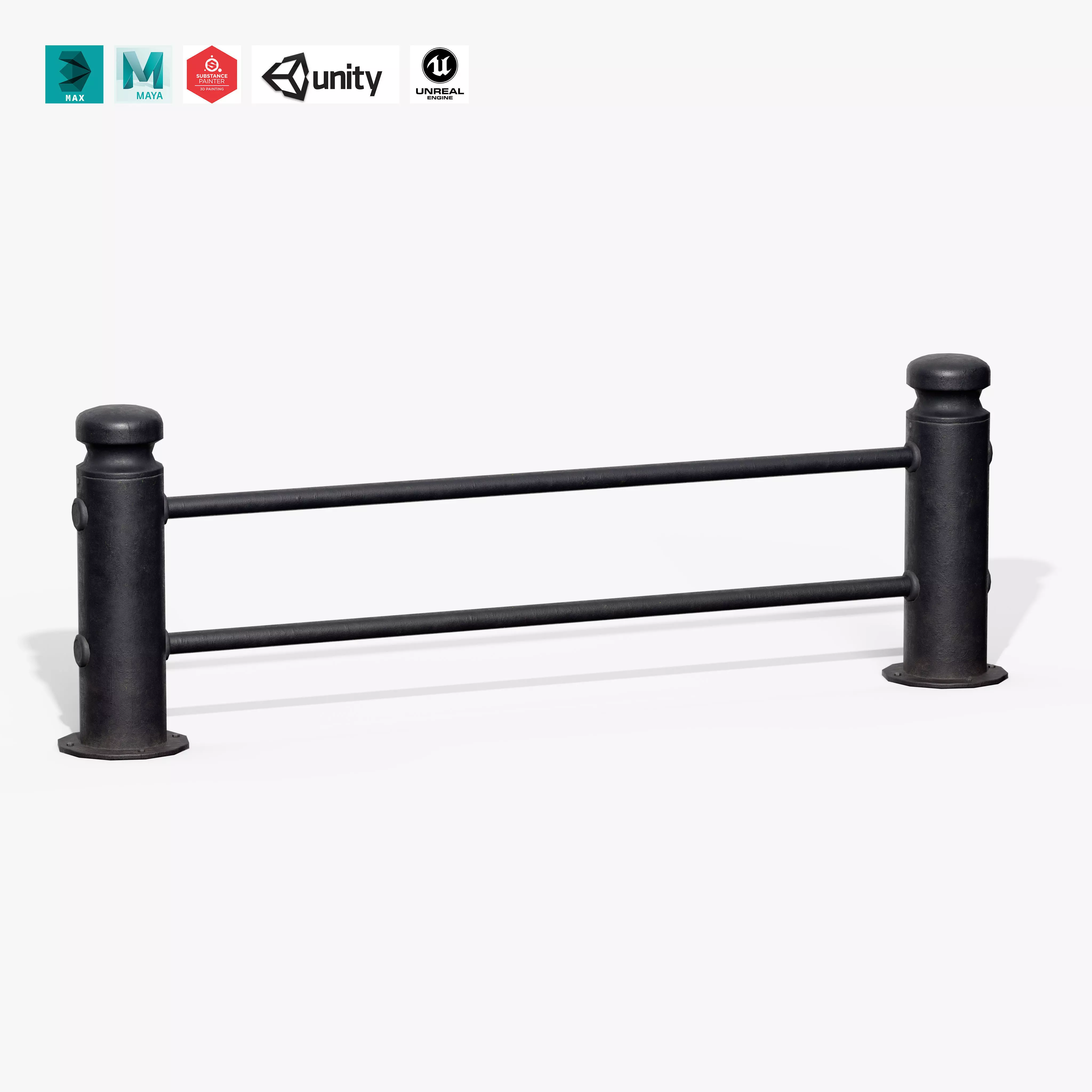 Guardrail D Low-poly 3D model_0