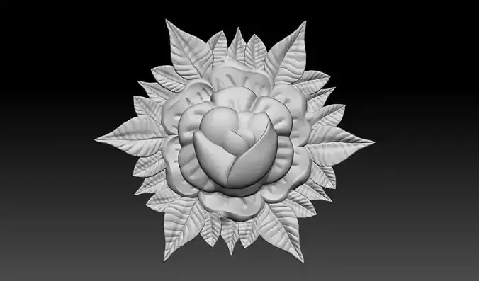 Rose Relief with leaves Printable model