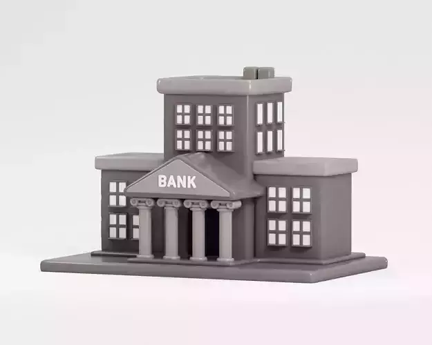 Cartoon Bank Building Low-poly 3D model