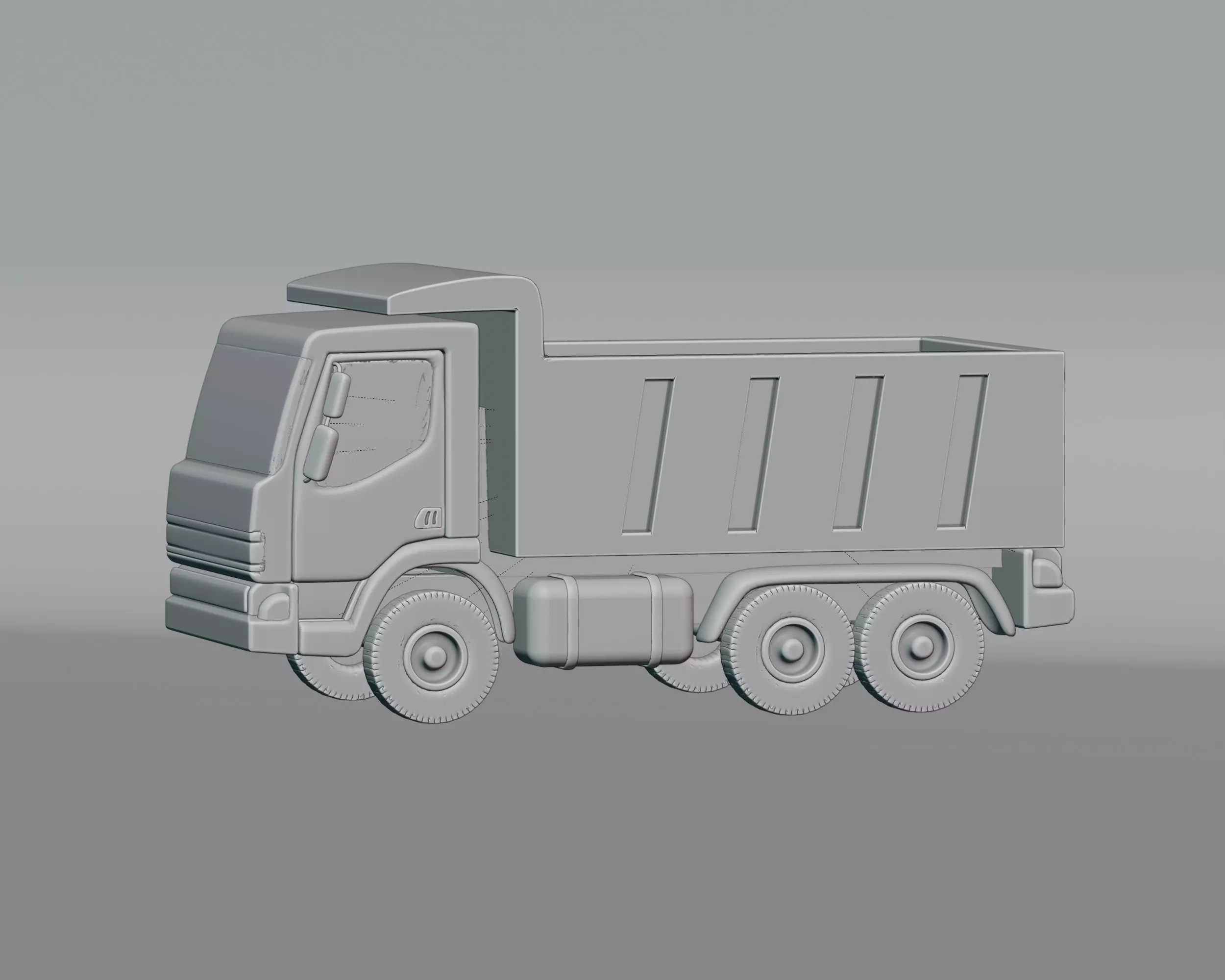 Cartoon Dump Truck Low-poly 3D model_3