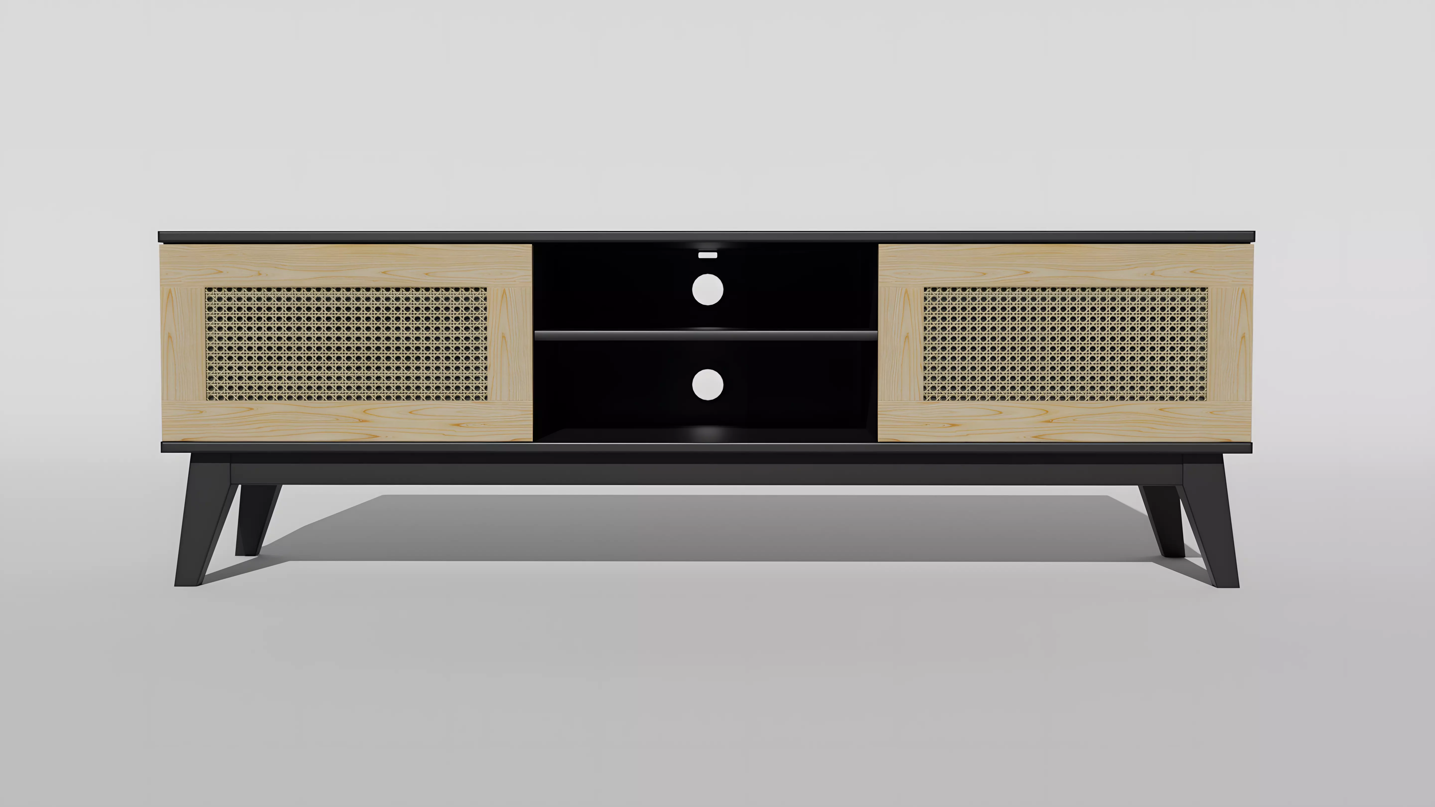 Wooden tv-shelf Low-poly 3D model_0