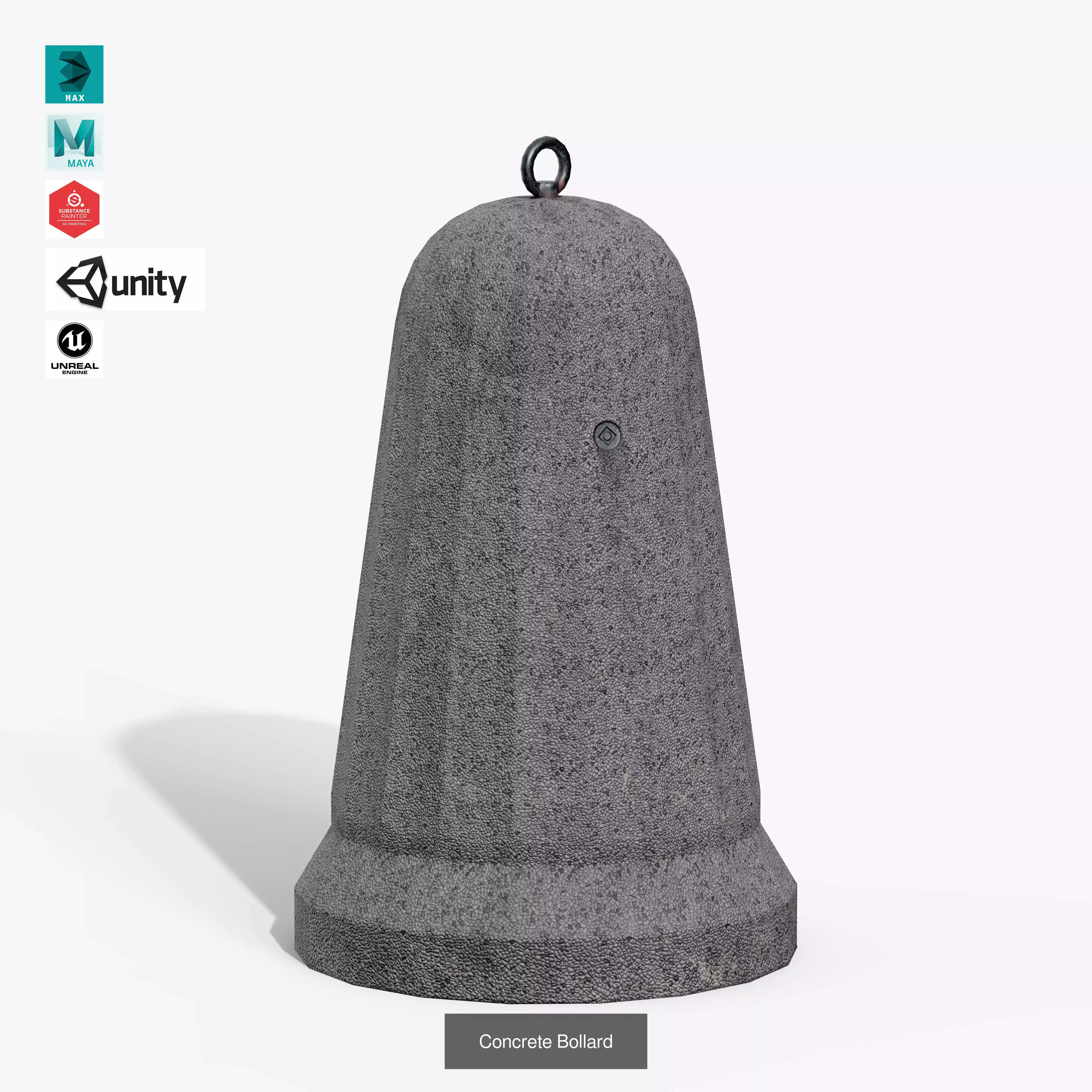 Granite Bollard Pack 3D Model Collection_5