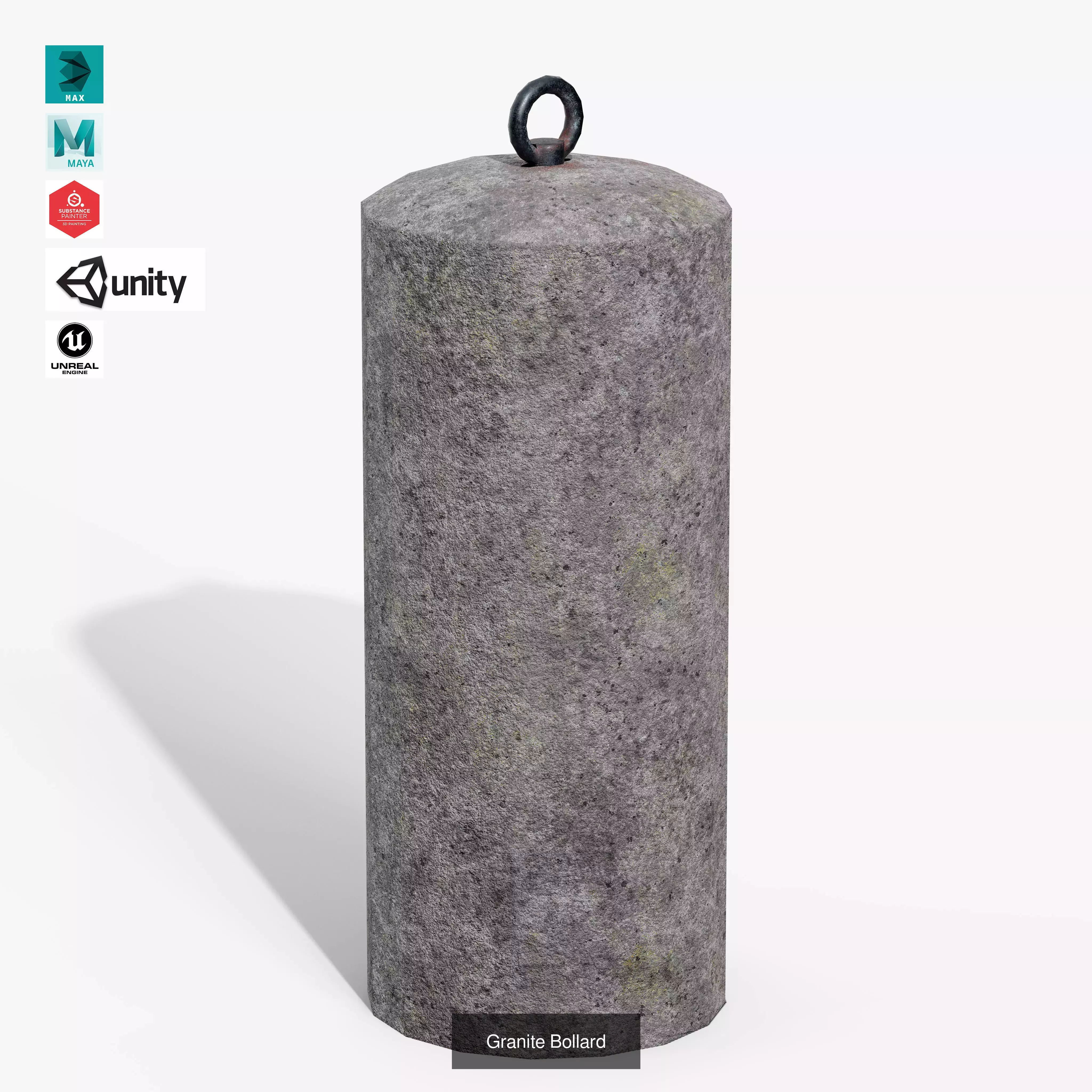 Granite Bollard Pack 3D Model Collection_6