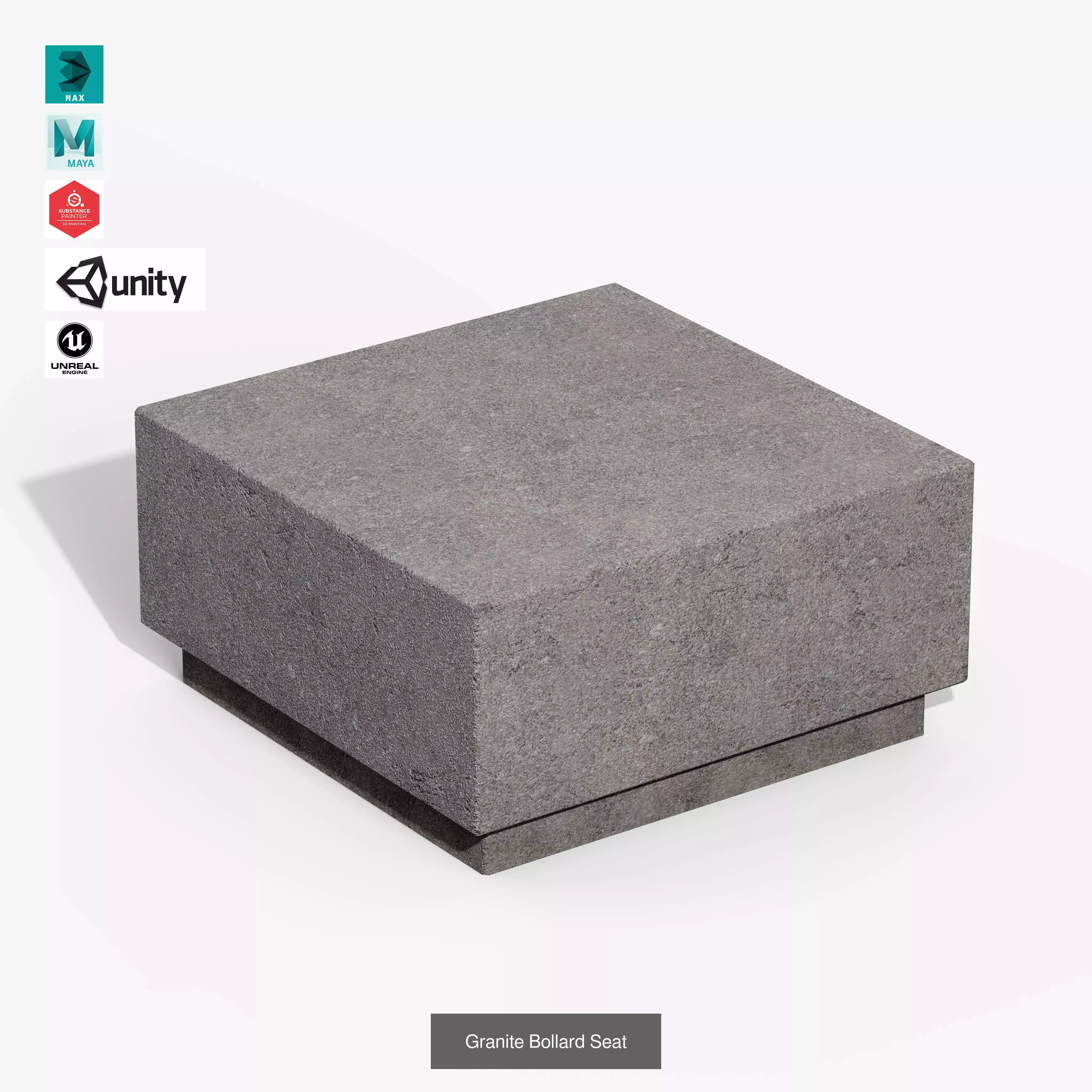 Granite Bollard Pack 3D Model Collection_8