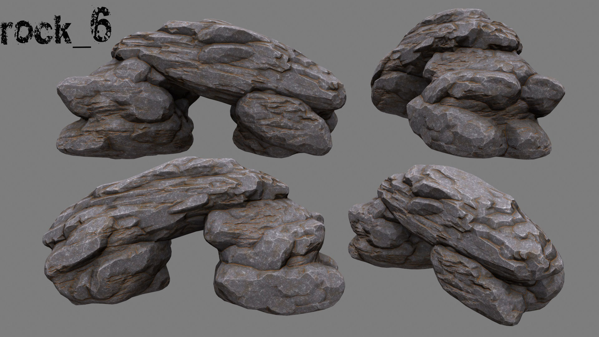 Rock Set texture Low-poly 3D model_4