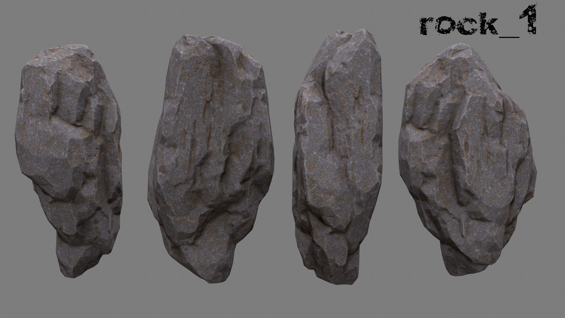 Rock Set texture Low-poly 3D model_7