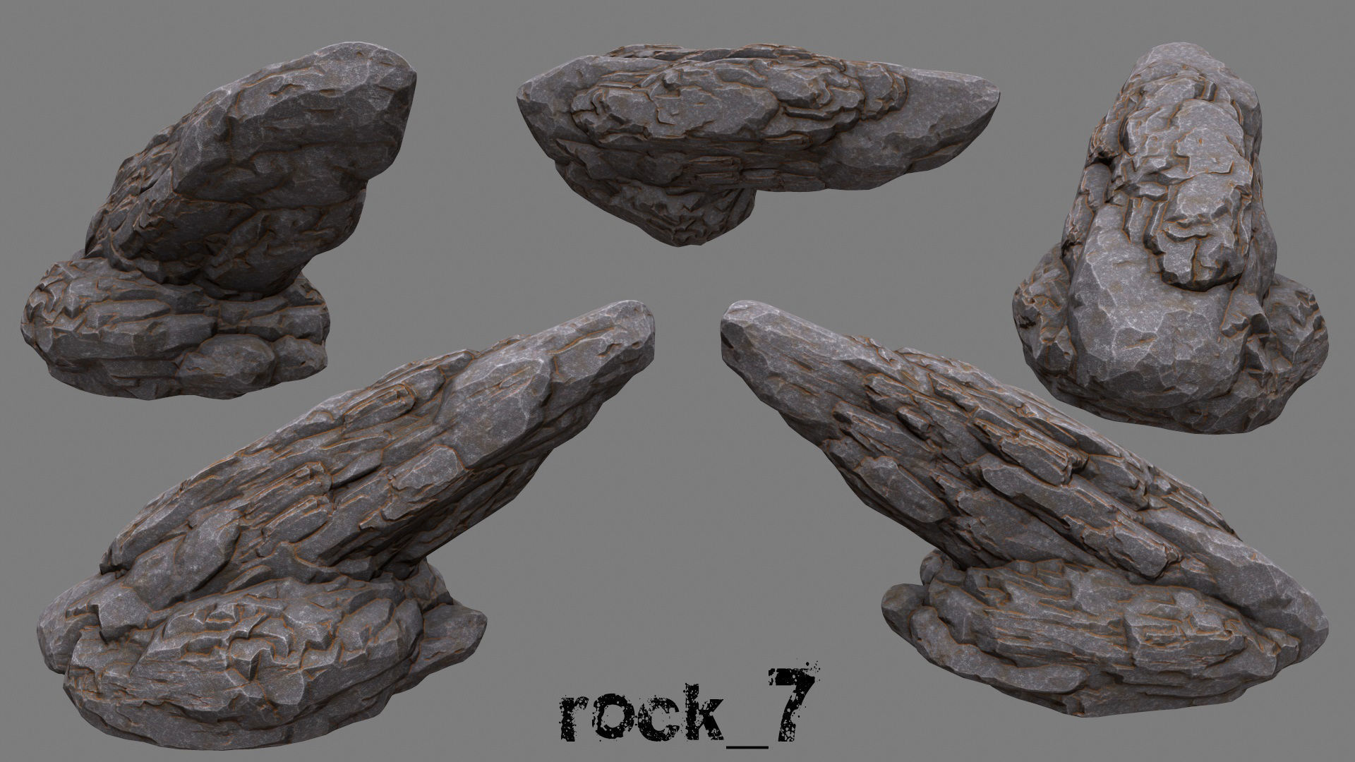 Rock Set texture Low-poly 3D model_1