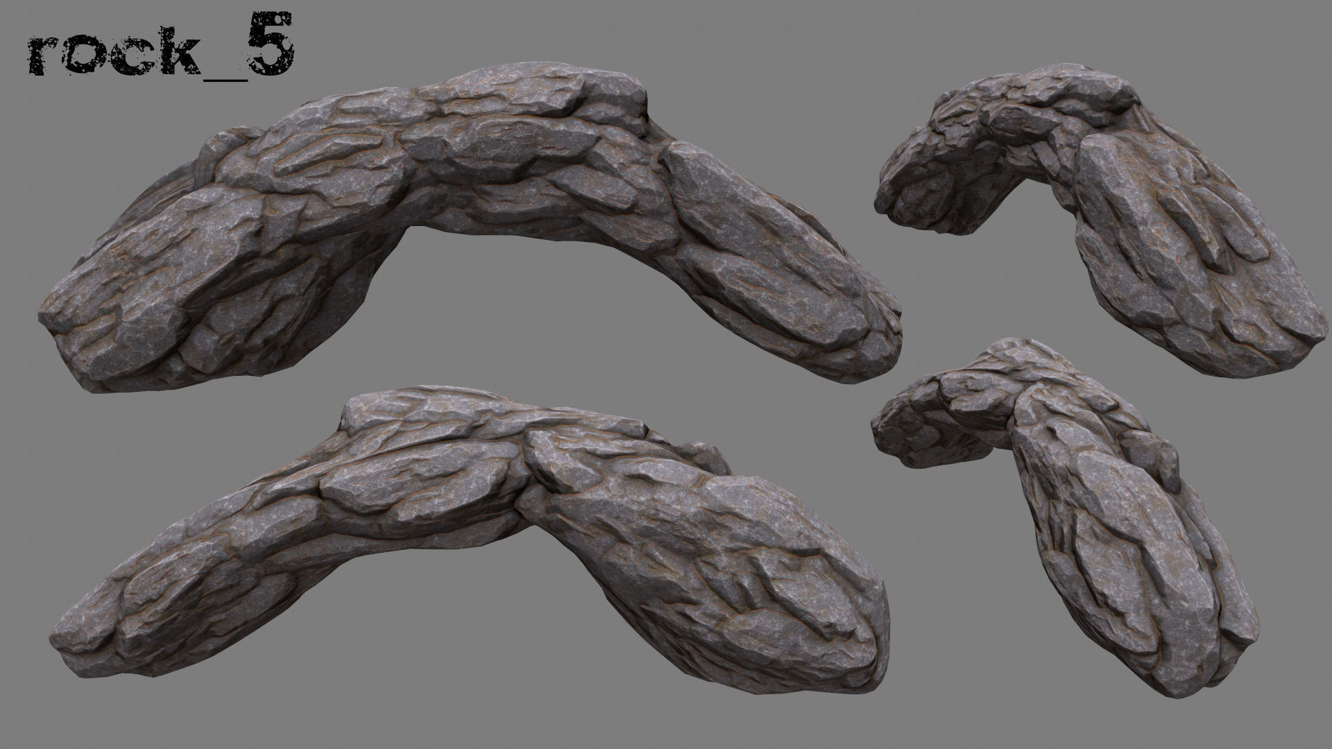 Rock Set texture Low-poly 3D model_3