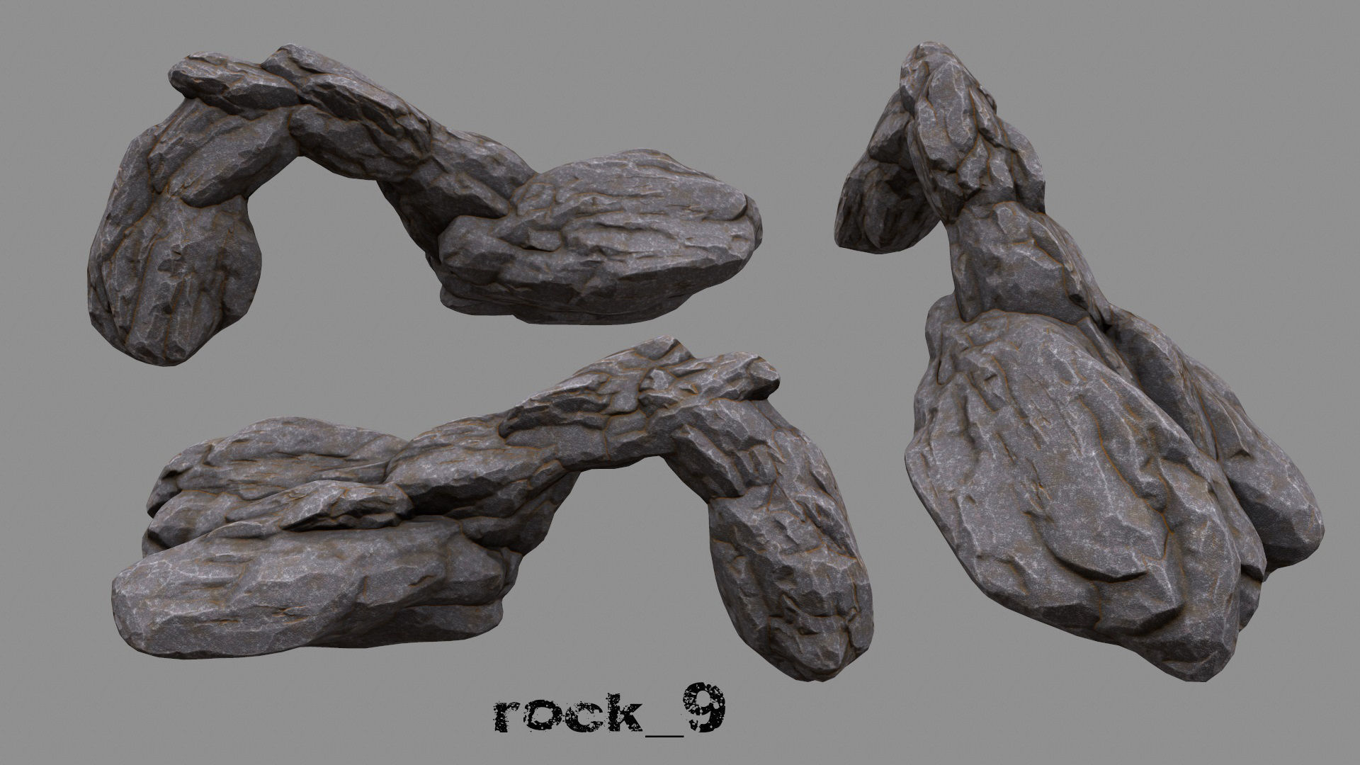 Rock Set texture Low-poly 3D model_6