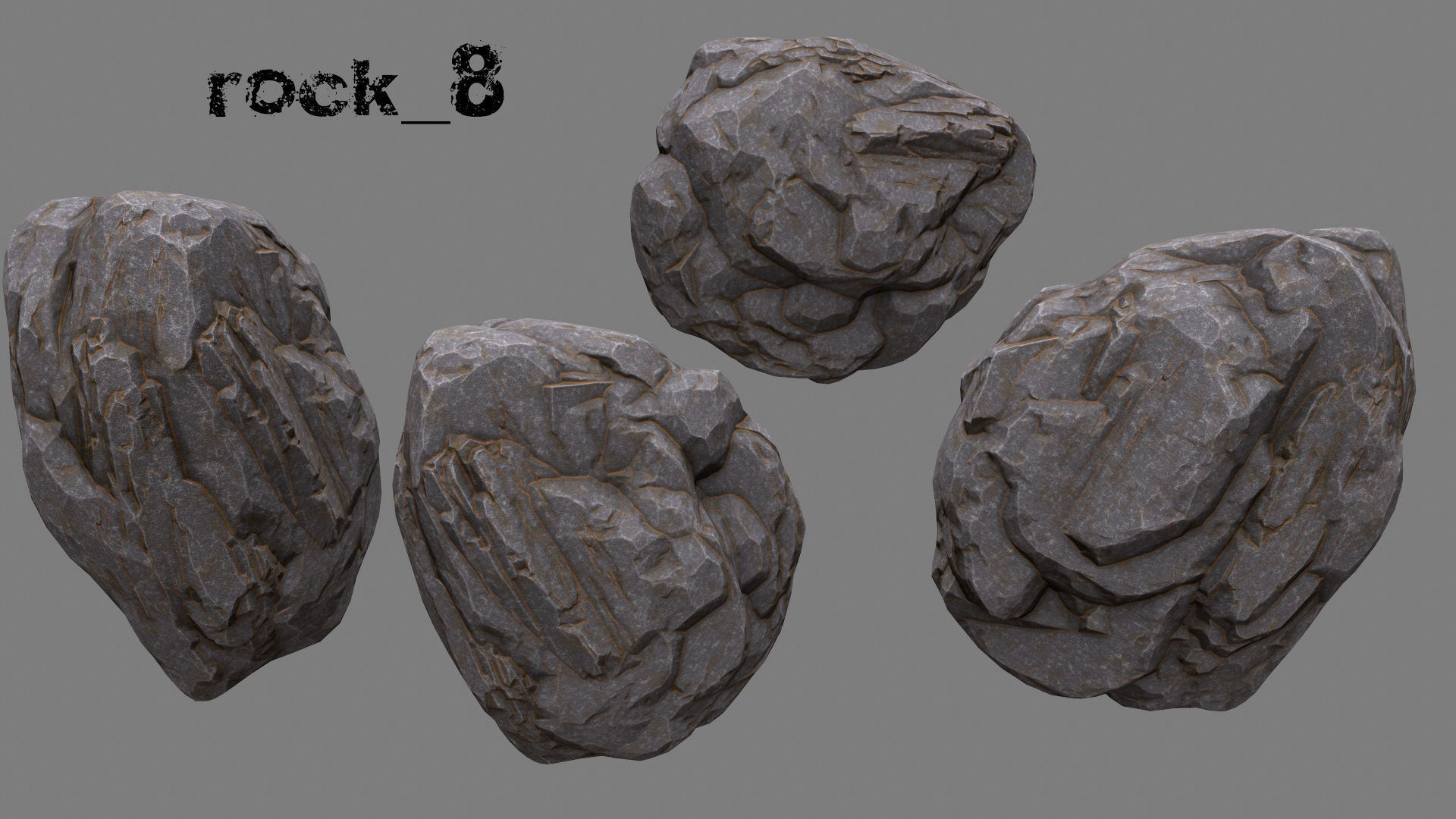 Rock Set texture Low-poly 3D model_9