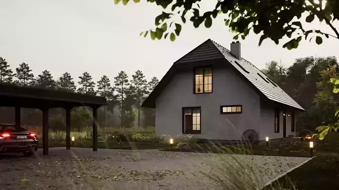Idyllic Countryhouse Scene 3D model 3