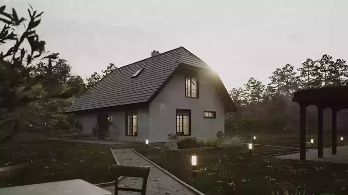Idyllic Countryhouse Scene 3D model 2