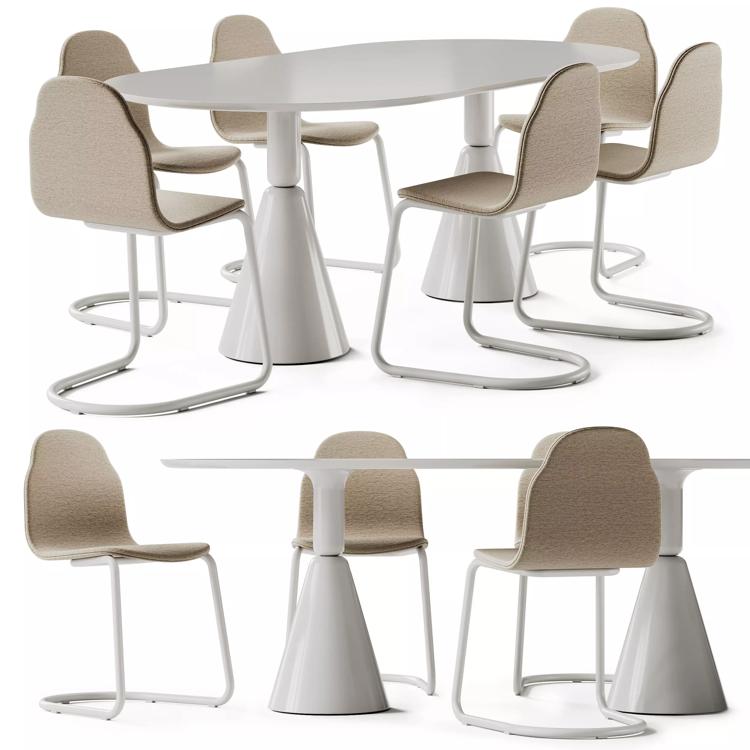 Sancal Boby Fabric Chair and Pion Table 3D model