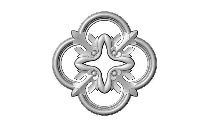 Gothic clover frame floral motif rosette relief ornament 3D print model
