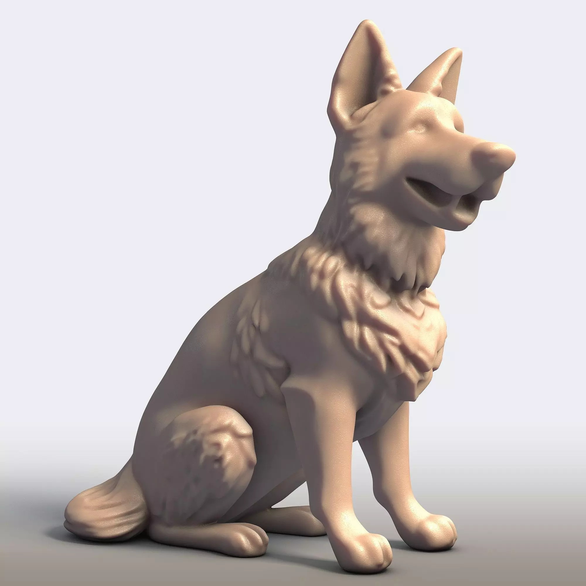 German Shepherd Dog Canine Sculpture 3D print model_0