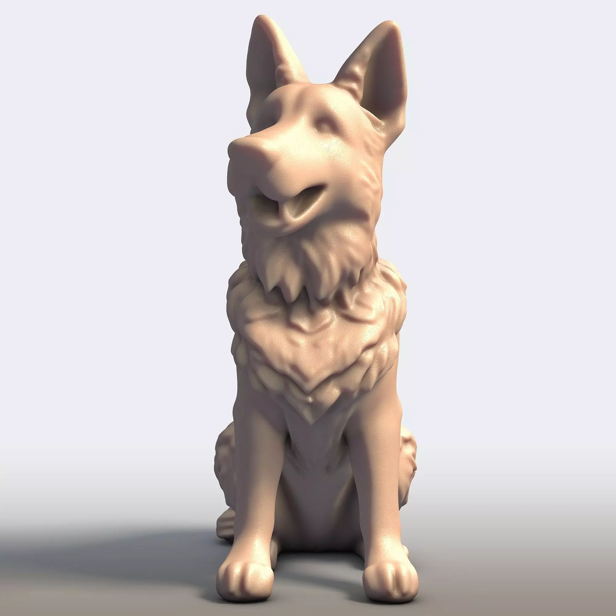 German Shepherd Dog Canine Sculpture 3D print model_8