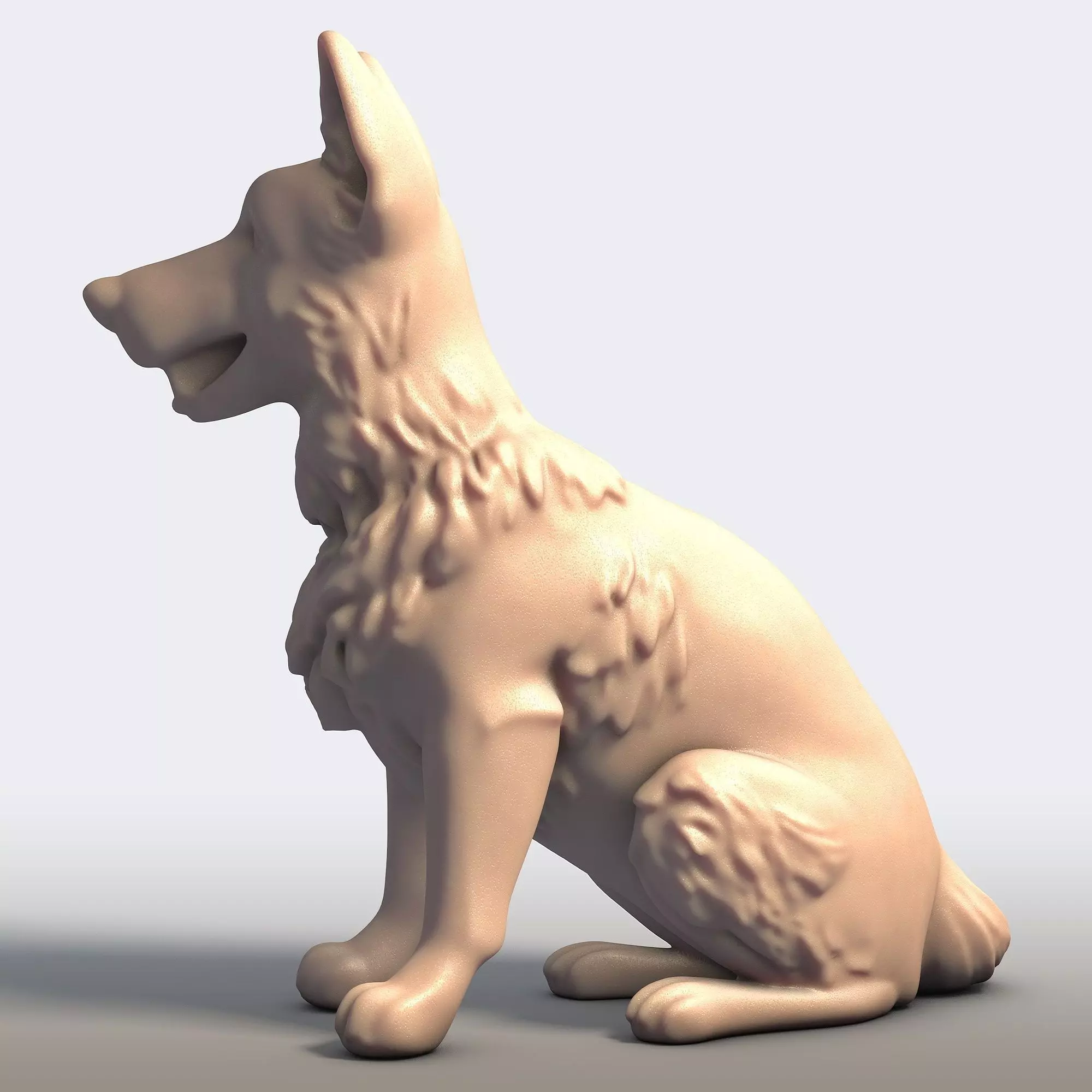 German Shepherd Dog Canine Sculpture 3D print model_6