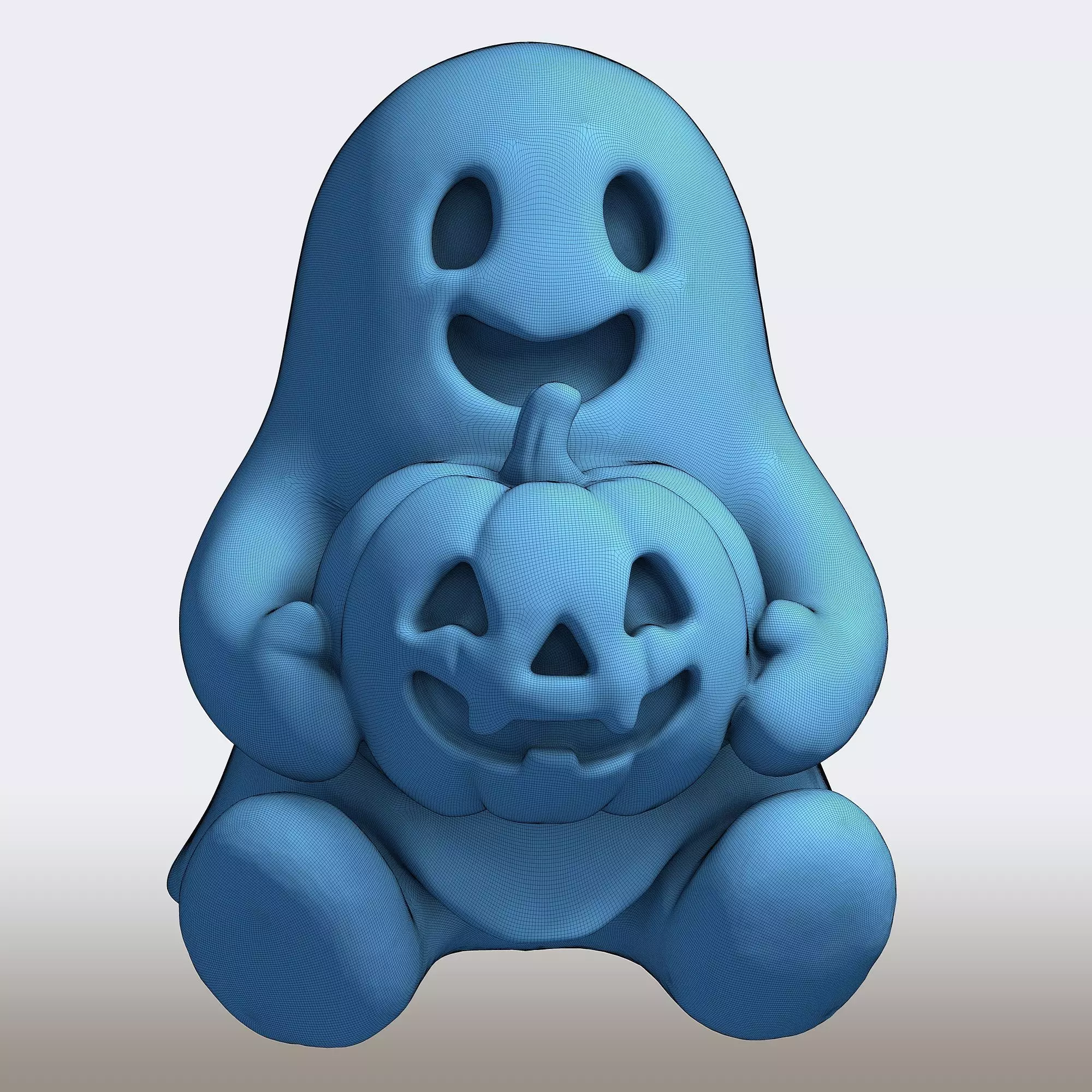 Cute Ghost with Pumpkin 3D print model_8