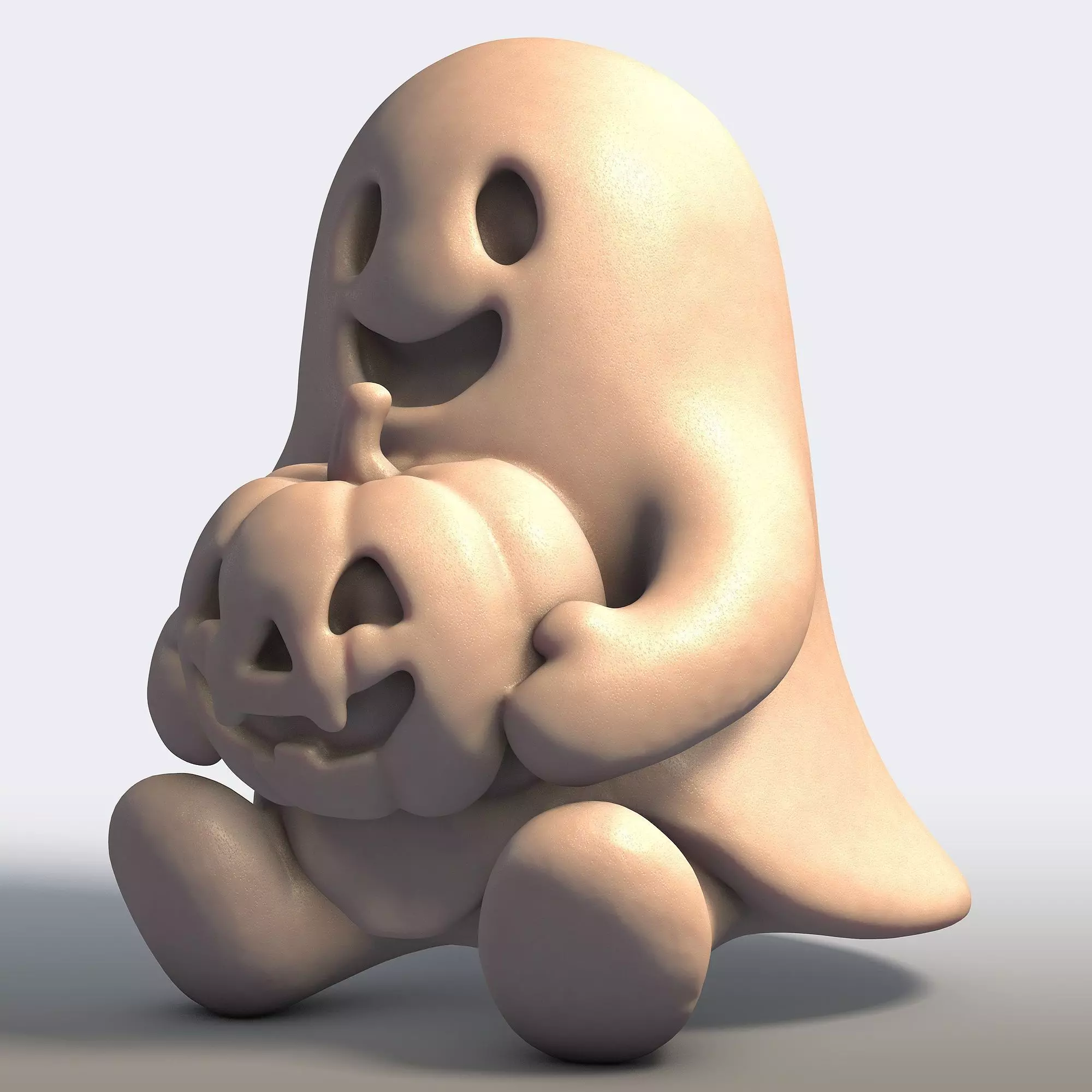 Cute Ghost with Pumpkin 3D print model_1