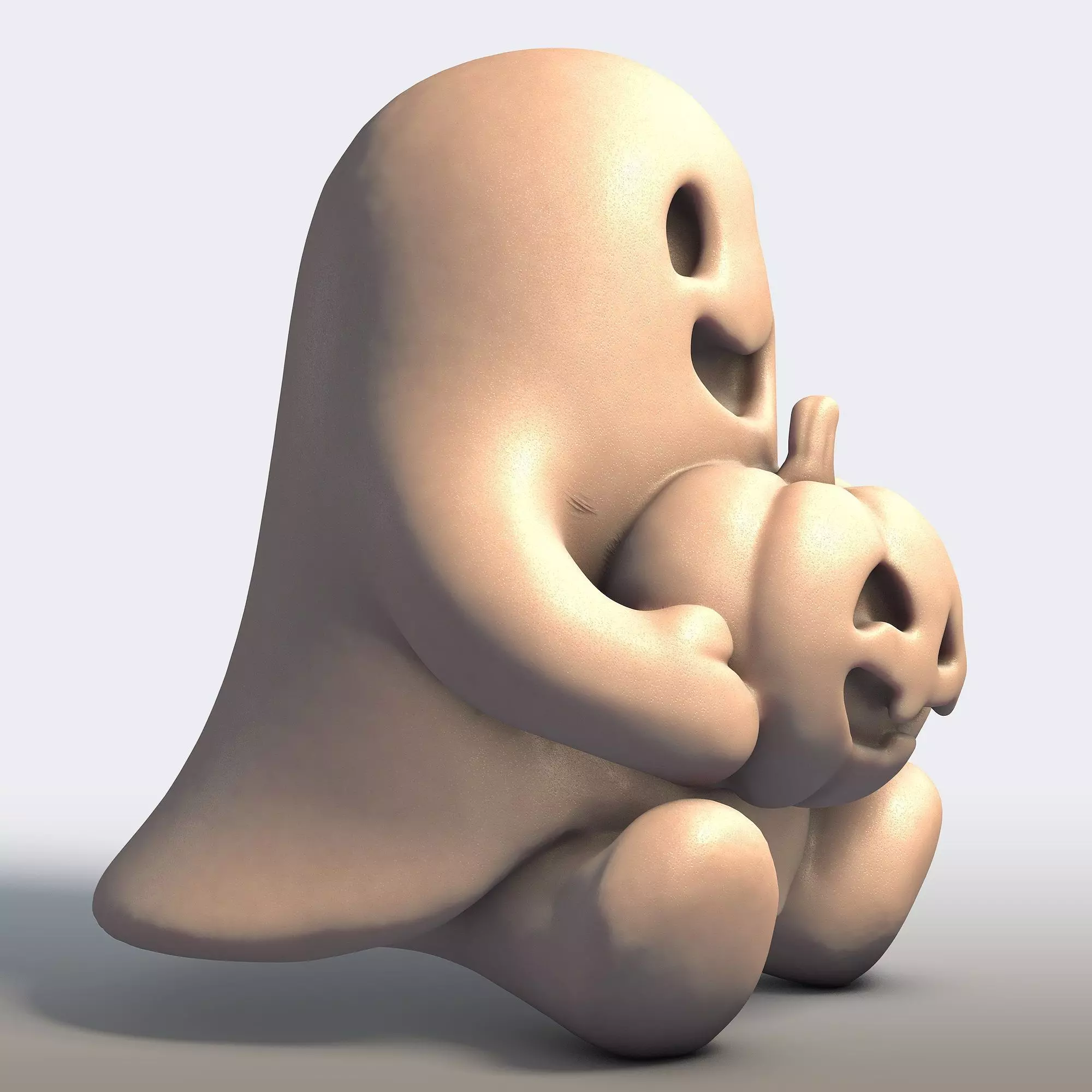 Cute Ghost with Pumpkin 3D print model_6
