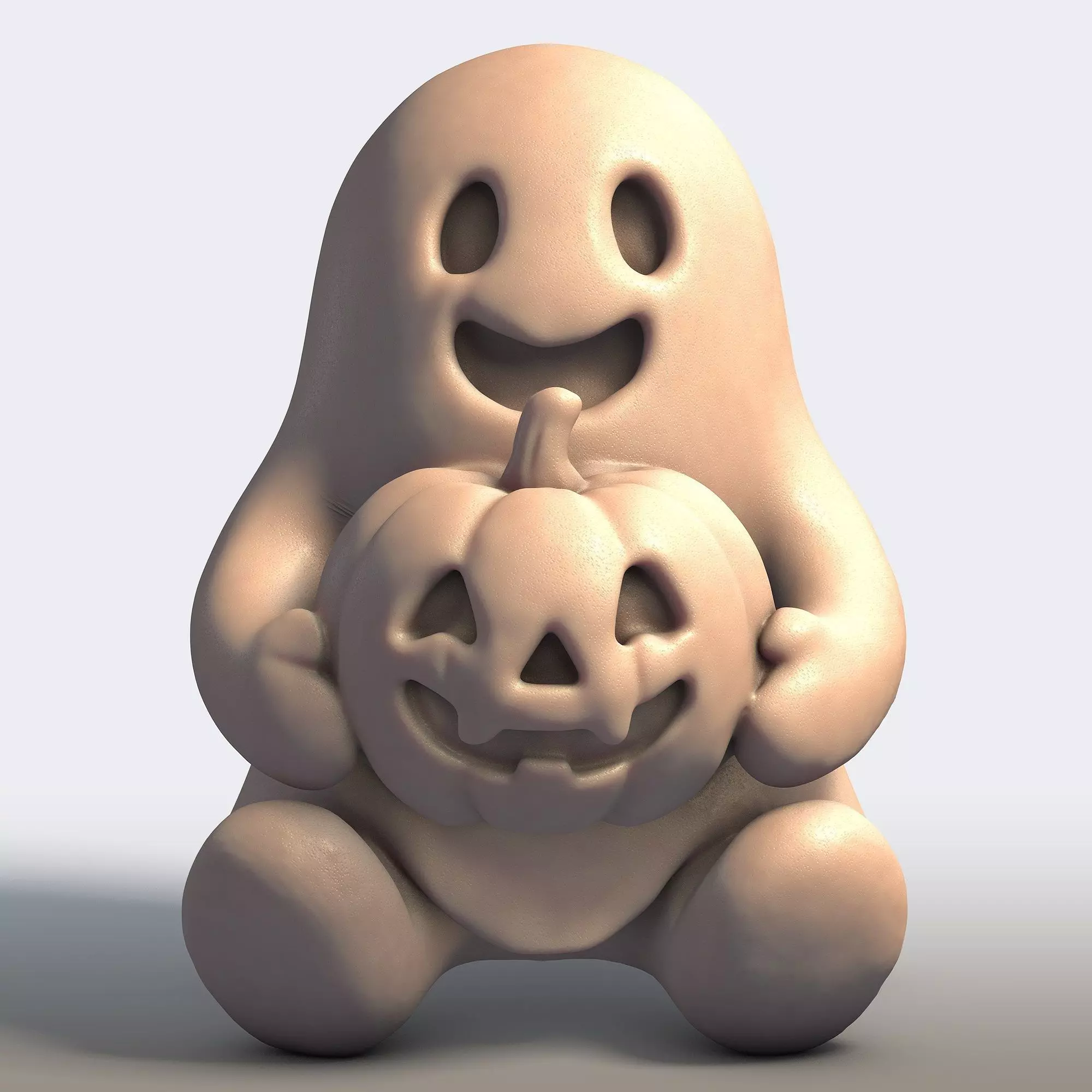Cute Ghost with Pumpkin 3D print model_0