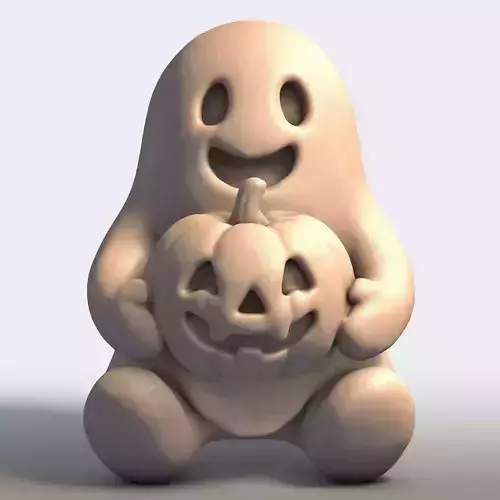 Cute Ghost with Pumpkin 3D print model