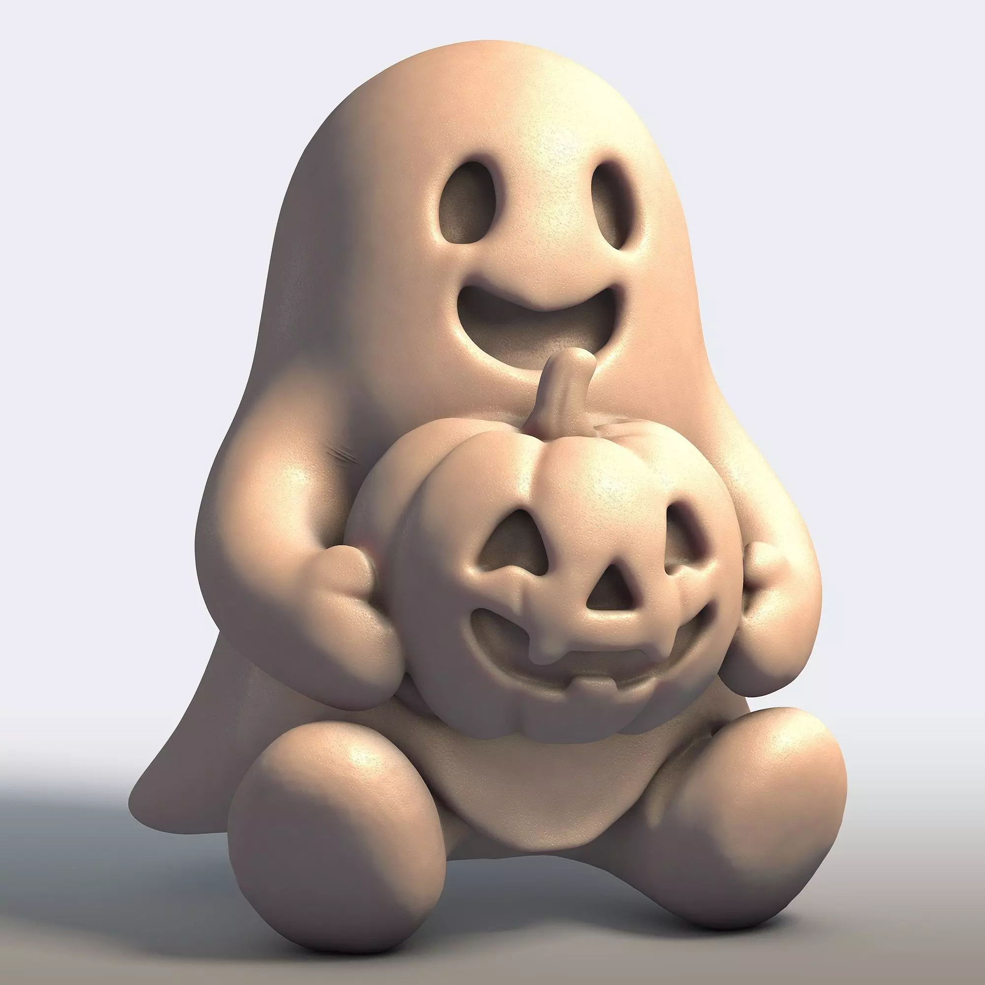 Cute Ghost with Pumpkin 3D print model_7