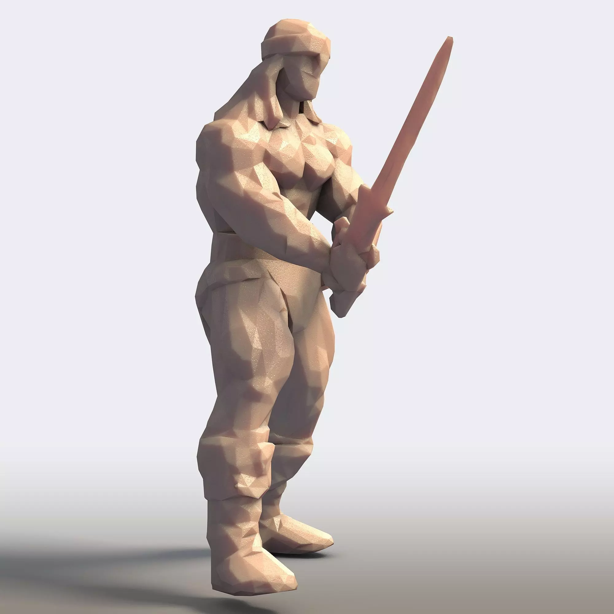 Conan Varvar Low Poly 3D print model_6