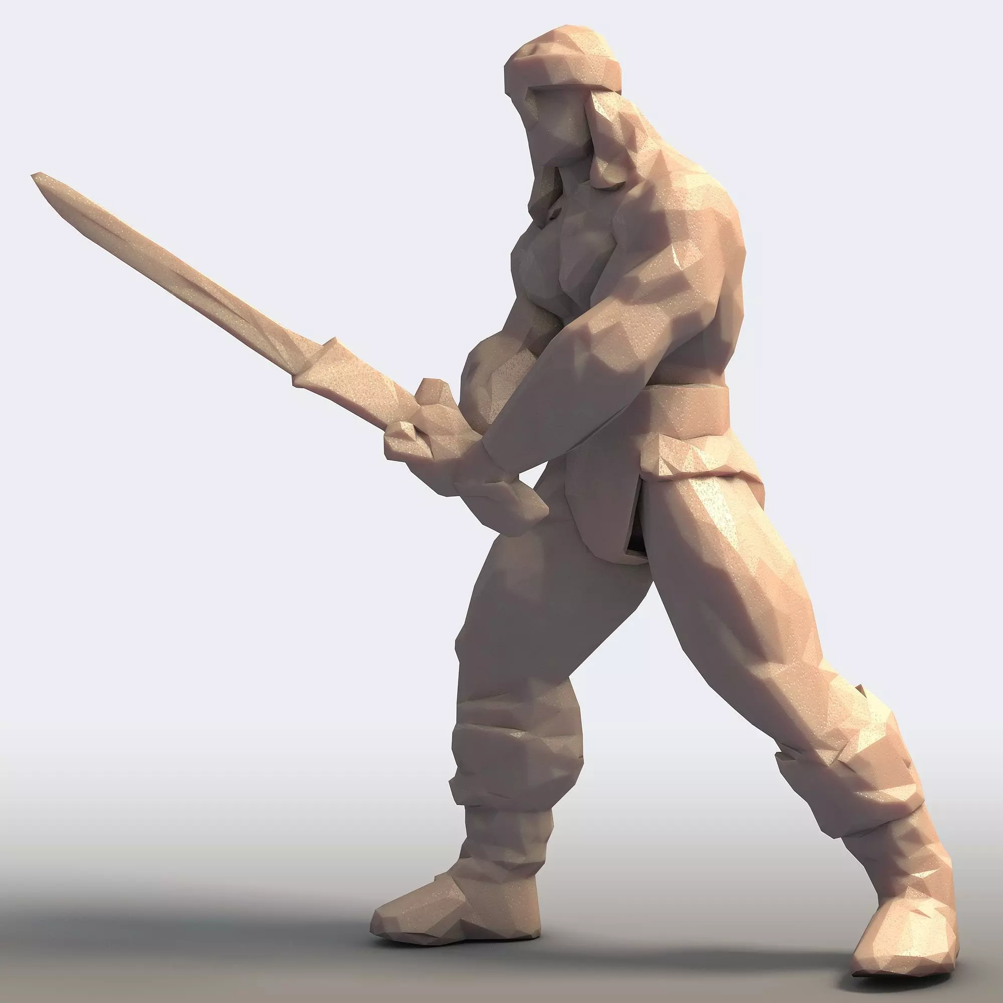 Conan Varvar Low Poly 3D print model_1